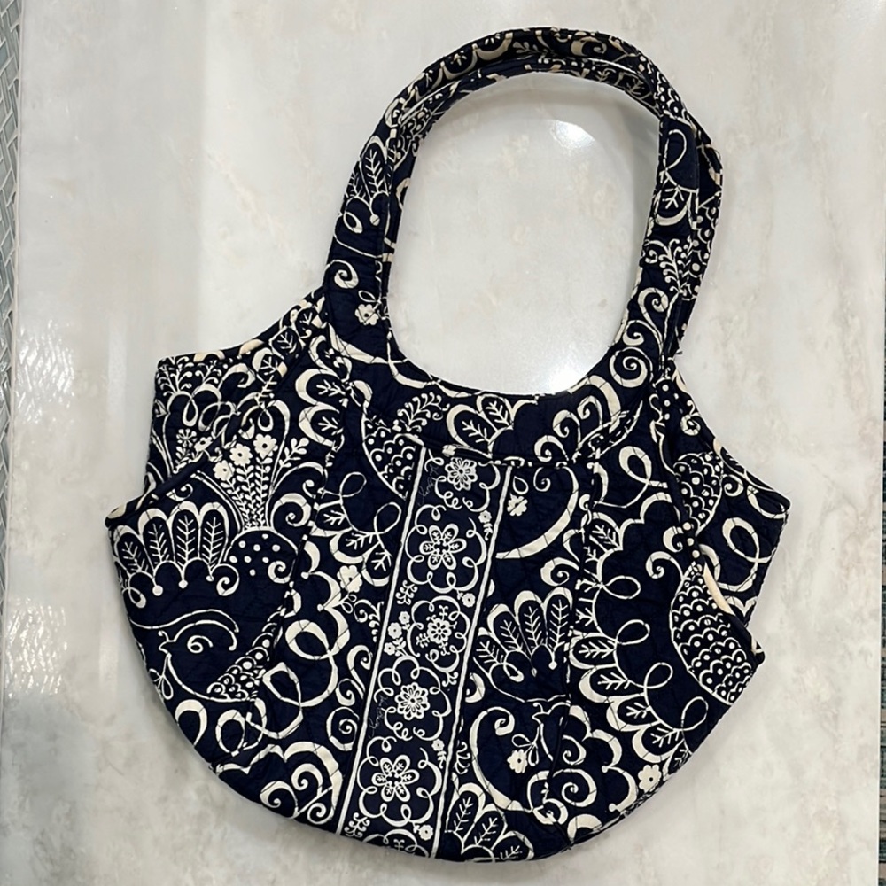Vera Bradley Navy and White Women's Shoulder Bag